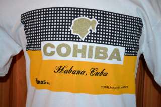 COHIBA HABANA CUBA HABANOS CIGAR SHORT SLEEVE WHITE T SHIRT MENS 