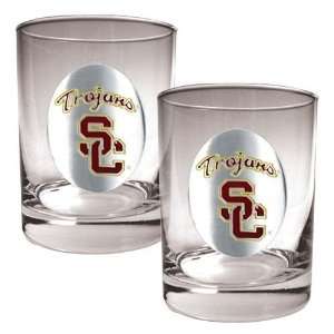  USC Trojans 2pc Rocks Glass Set