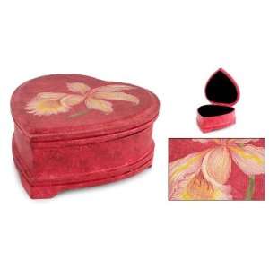 Wood jewelry box, Orchid Heart 