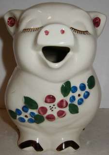 Vintage SHAWNEE USA SMILEY PIG PITCHER w/ Flowers~Cookie Jar Fans~Near 