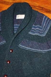 vtg SHAWL COLLAR shetland wool CARDIGAN SWEATER  