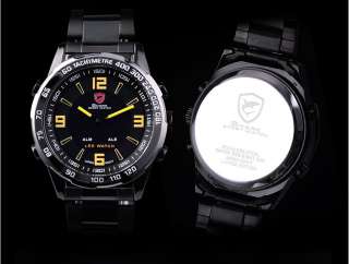 SHARK LED Men Steel Quartz Alarm Military Sport Watch  