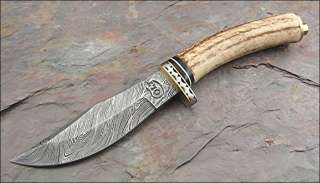 Colt Genuine Stag Handle Damascus Steel Skinner Knife  