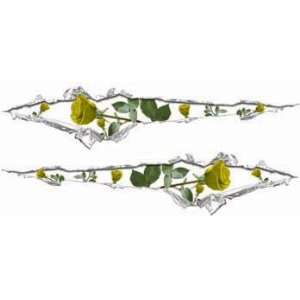  Ripped / Torn Metal Look Decals with Yellow Roses   2.5 h 