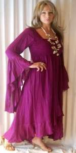 ZP256 PURP/DRESS RUFFLED WRAP SHAMAN CHIFFON M L XL 1X  