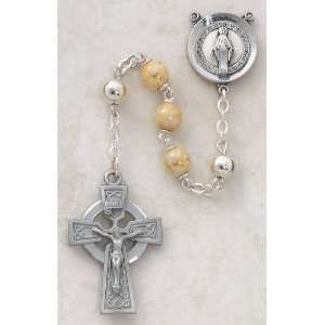    plated Pewter Semi precious Connemara Marble Rosary 