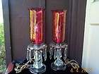 Vintage Electric Lamps with RUBY SHADES and CLEAR GLASS