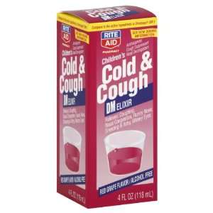  Rite Aid Cold & Cough DM, Childrens, Elixir, Red Grape 