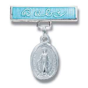   Baby Infant Pins Godchild Religious Mary Angel Boy Blue Jewelry