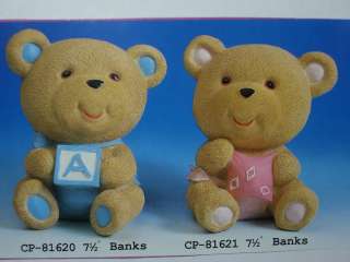 BABY SHOWER BEAR BLOCK BANKS PINK/BLUE FAVOR 7 1/2  