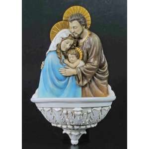   Holy Family Font (SR 7542 8 C) Veronese Painted Resin