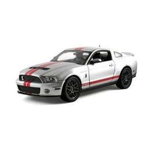 com 2011 Shelby Mustang GT 500 Silver with Red Stripes 1/18 by Shelby 