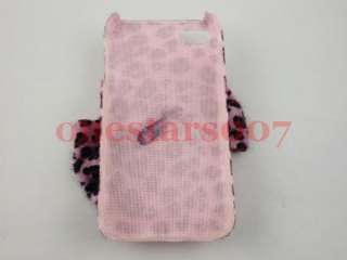 pink leopard print bow hard case cover skin with plug anti dust for 
