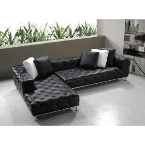  Vig Furniture Jazz   Black Modern Tufted Leather Sectional 