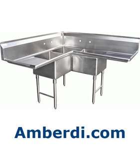 Compartment Corner Stainless Steel Sink 18x18 NSF  