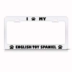  English Toy Spaniel Dog White Metal license plate frame 