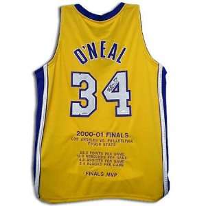 Shaquille ONeal Los Angeles Lakers Autographed   00 01 Finals   Gold 