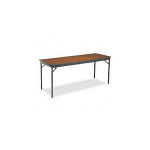   size folding table, 72 x 24 x 30h, walnut laminate top