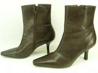 Womens boots brown lizard leather Gianni Bini 7 M ankle dress heels 