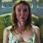 Senorita Profile Melissa Grimes original 6x8 oil painting portrait 