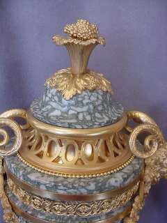 Great antique pair of marble & bronze urns # as/3272  