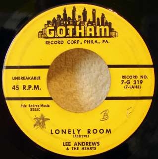 DOO WOP R&B 45 Lee Andrews LONELY ROOM Gotham 7 G 319 Original 1956 