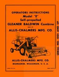 ALLIS CHALMERS Model E Gleaner Combine Operators Manual  