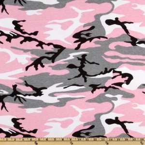  62 Wide Cotton Jersey Knit Urban Camo Grey/Pink Fabric 