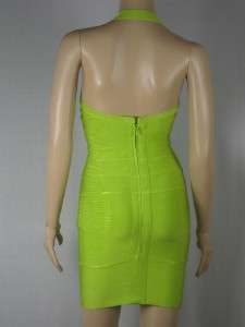 New BANDAGE Halter Cocktail Party Prom Mini Skirt Evening Green Dress 