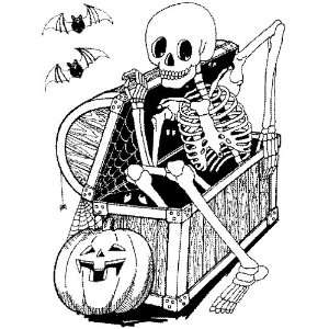  Skeleton in coffin rubber stamp WM Arts, Crafts & Sewing