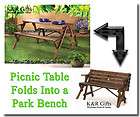 GARDEN FURNITURE Convertible Picnic Table Into A Park Bench Rustic 