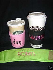 Monogrammed Coffee Wrap Koozie Clutch Personalized Cuff  