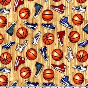   Basketball Court Primary Fabric By The Yard Arts, Crafts & Sewing