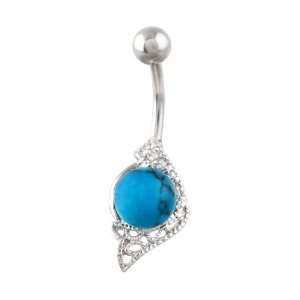  925 Sterling Silver Turquoise Belly Ring Jewelry