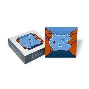   x4) NC Basketball Coaster Set North Carolina Tar Heels   UNC