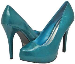  Qupid System 04 Teal Crinkle Pat Women Pump Shoes
