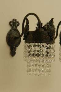 Antique French Style Crystal Scones Bronze Wall Lights Lighting 