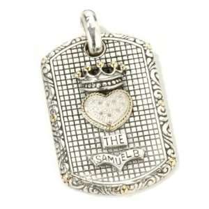    Sterling Silver / 18K Diamond Accent Heart & Crown Pendant Jewelry