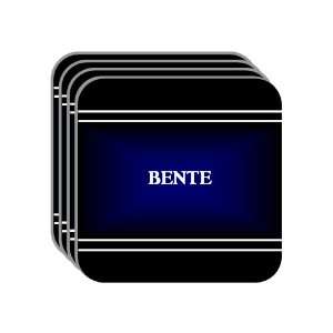 Personal Name Gift   BENTE Set of 4 Mini Mousepad Coasters (black 