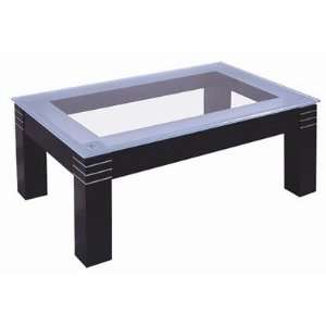   Tempered Glass Coffee Table with Espresso Base CT04 Furniture & Decor