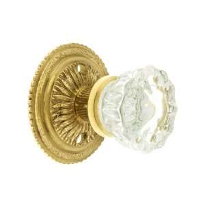 Sunburst Rosette Set With Fluted Crystal Knobs Passage in Unlacquered 