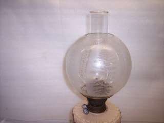 ANTIQUE COMPOSITE & METAL BASE EAPG FONT OIL TABLE LAMP  