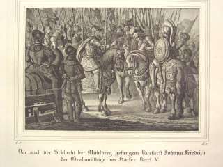 Orig. Litho.Saxonia 1845 MÜHLBERG, SCHLACHT JOHANN FR.  