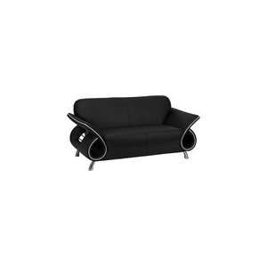  HERCULES Kelsey Contemporary Black Leather Love Seat with 