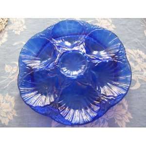  9 Round Cobalt Blue Glass Oyster Dish 