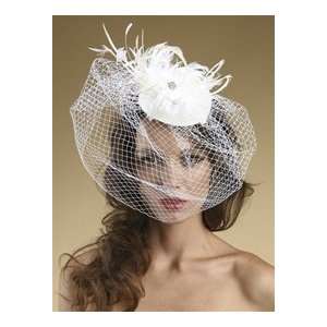    Woven Bridal Cocktail Hat with French Net Veil 