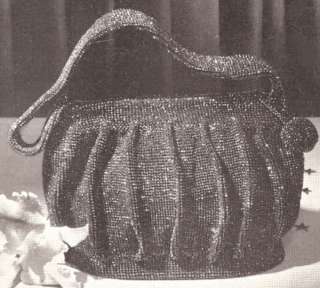 Vintage Crochet Beaded Bag Purse Handbag pattern Retro  