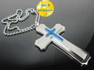 Mens big Pendant Stainless Steel cross chain Necklace  