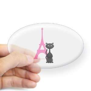  Kitty in Paris Cute Oval Sticker by  Arts 