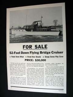52 ft Dawn Flying Bridge Cruiser yacht boat print Ad  
